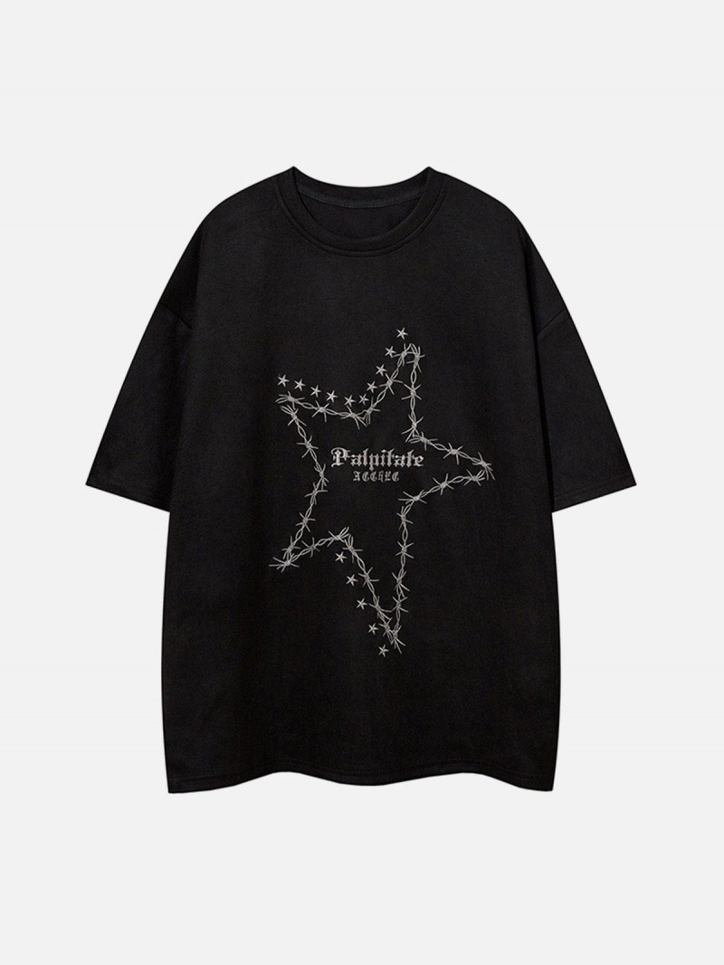 Vert  T Shirts Aelfric Eden 3d Dimensional Design Star Washed Tee - TQO-4969207